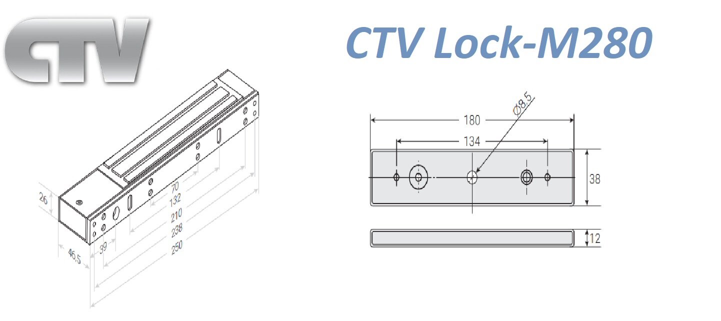 Электромагнитный замок CTV Lock-M280, с усилием удержания 280кг — фото 1