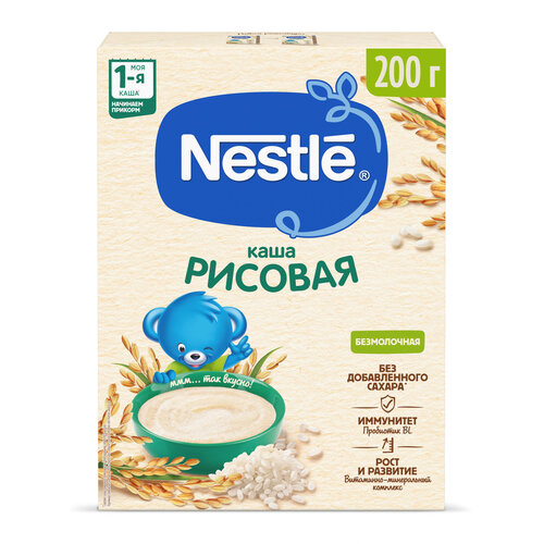 Каша Nestlé безмолочная рисовая гипоаллергенная, с 4 месяцев каша фрутоняня безмолочная рисовая с 4 месяцев