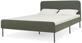 Каркас кровати селенга с реечным основанием, спальное место 140х200 см, размер 144х206 см, обивка: велюр, зеленый