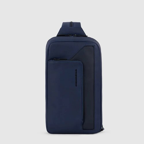 Рюкзак слинг PIQUADRO, фактура гладкая, синий