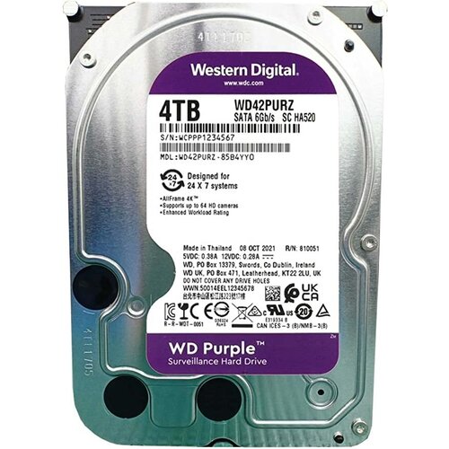 Жесткий диск Western Digital WD Purple 4 TB жесткий диск western digital 6 тб wd caviar green 6 tb wd60ezrx