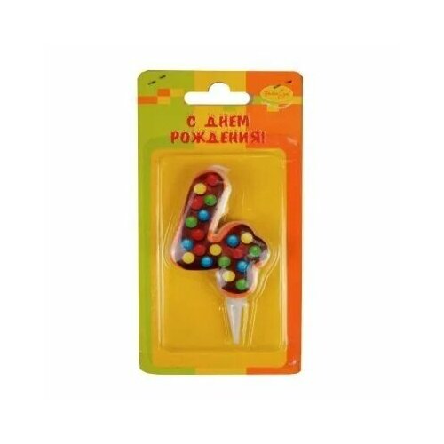 Свеча цифра Пончик 4 38154