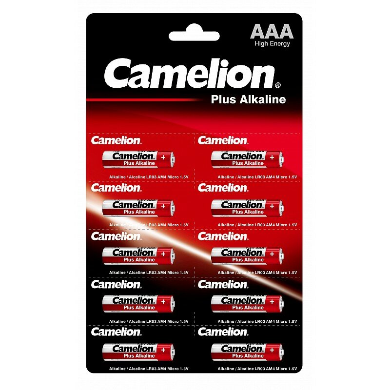 Camelion Plus Alkaline BL1x10 LR03 отрывные (LR03-BP1x10P, мизинчиковая батарейка ААА 1.5В) (упак. 10 шт.), цена за 1 упак.