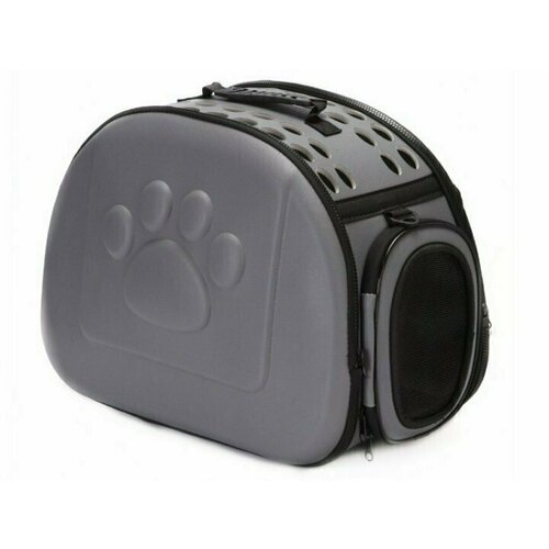 Сумка переноска для кошек и маленьких собак. Серый однотонный. 41х32х26.