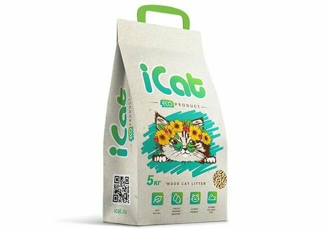 iCAT наполнитель древесный , 5 кг