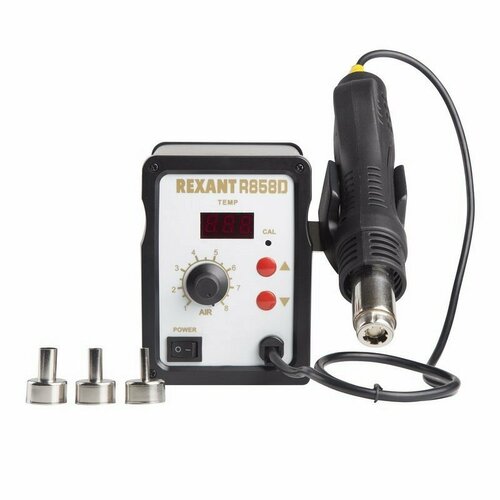 Паяльная станция термофен модель R858D термовоздушная цифровая 100-500C LED дисплей REXANT цена за 1 шт 642800₽
