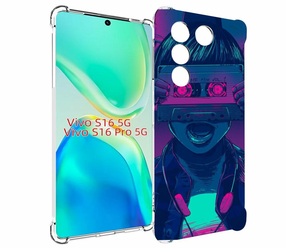 Чехол MyPads киберпанк с кассетой для Vivo S16 5G / S16 Pro 5G / V27 / V27 Pro задняя-панель-накладка-бампер