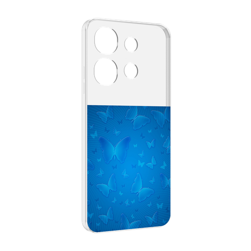 Чехол MyPads голубые-бабочки для Tecno Spark Go 2023 (BF7) / Tecno Smart 7 задняя-панель-накладка-бампер