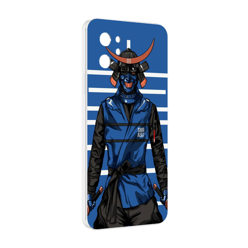 Чехол MyPads самурай в синей форме для UMIDIGI A13 / A13S / A13 Pro задняя-панель-накладка-бампер