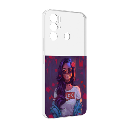 Чехол MyPads девушка-с-жвачкой женской для Tecno Pova Neo 4G задняя-панель-накладка-бампер