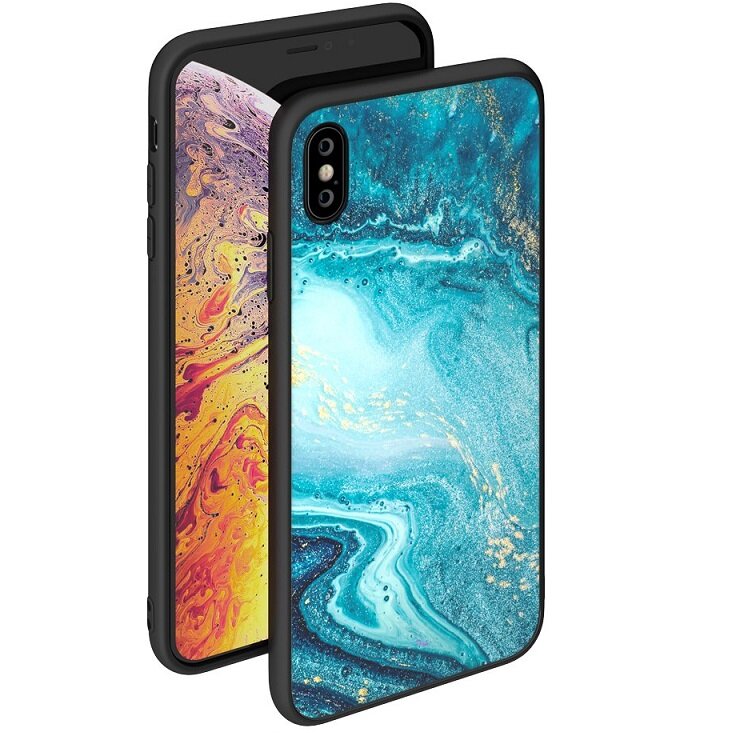 Чехол для Apple iPhone XS Max Deppa Glass Case (голубой)