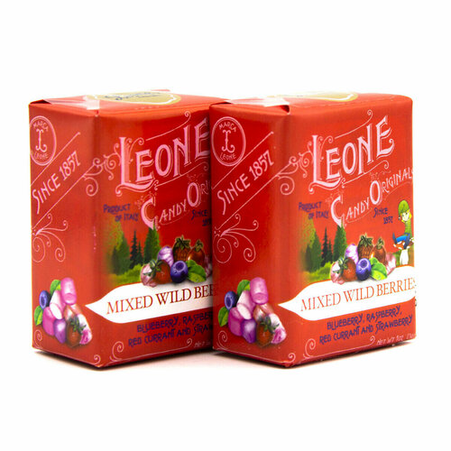 Сахарные конфеты / освежающие пастилки Leone со вкусом лесных ягод (2 упаковки по 30 г), Италия