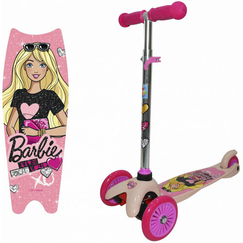 Самокат 1TOY Barbie детский 3-кол. розовый/мультиколор (Т11410Н)