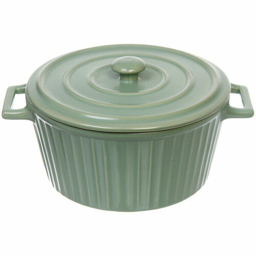 Кастрюля керамическая для запекания 2л «Акварель» 22*18*10см, нежно-зеленый