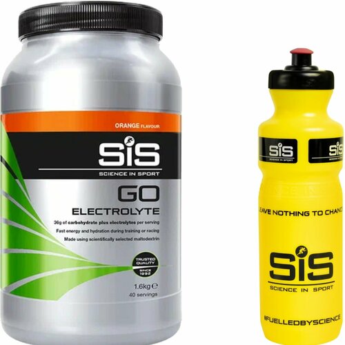 фото Изотоник science in sport (sis) go electrolyte + бутылочка желтая 1 x 1600 г, апельсин