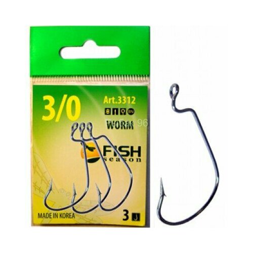 Крючок FISH SEASON Worm №1/0 BN 5шт офсет. 2312-0051F крючок fish season worm 5 0 bn 5шт офсет 2312 0015f