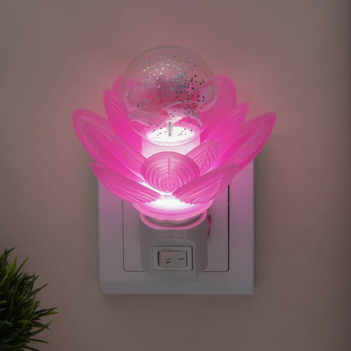 фото RISALUX Ночник "Розовый цветок" LED 8х8х12 см