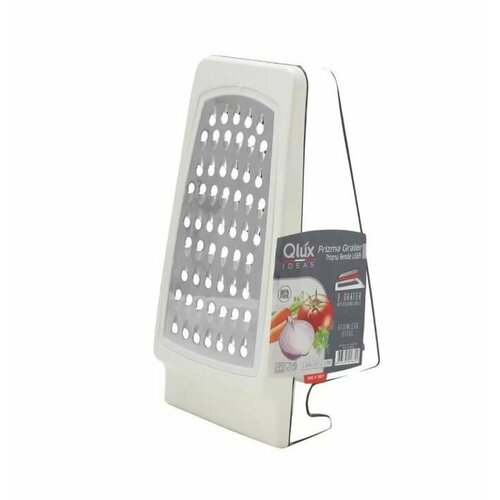 Терка металлическая с пластиковым контейнером 20х8,5см. Qluх L-00669 кремовая