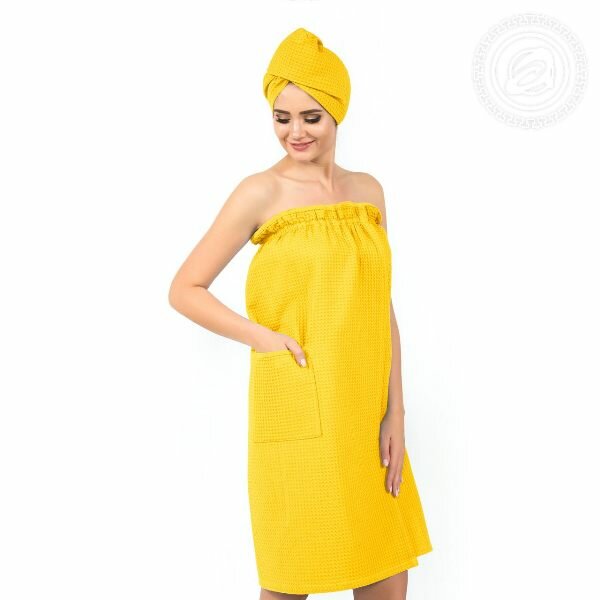 фото Набор для бани и сауны женский (желтый)