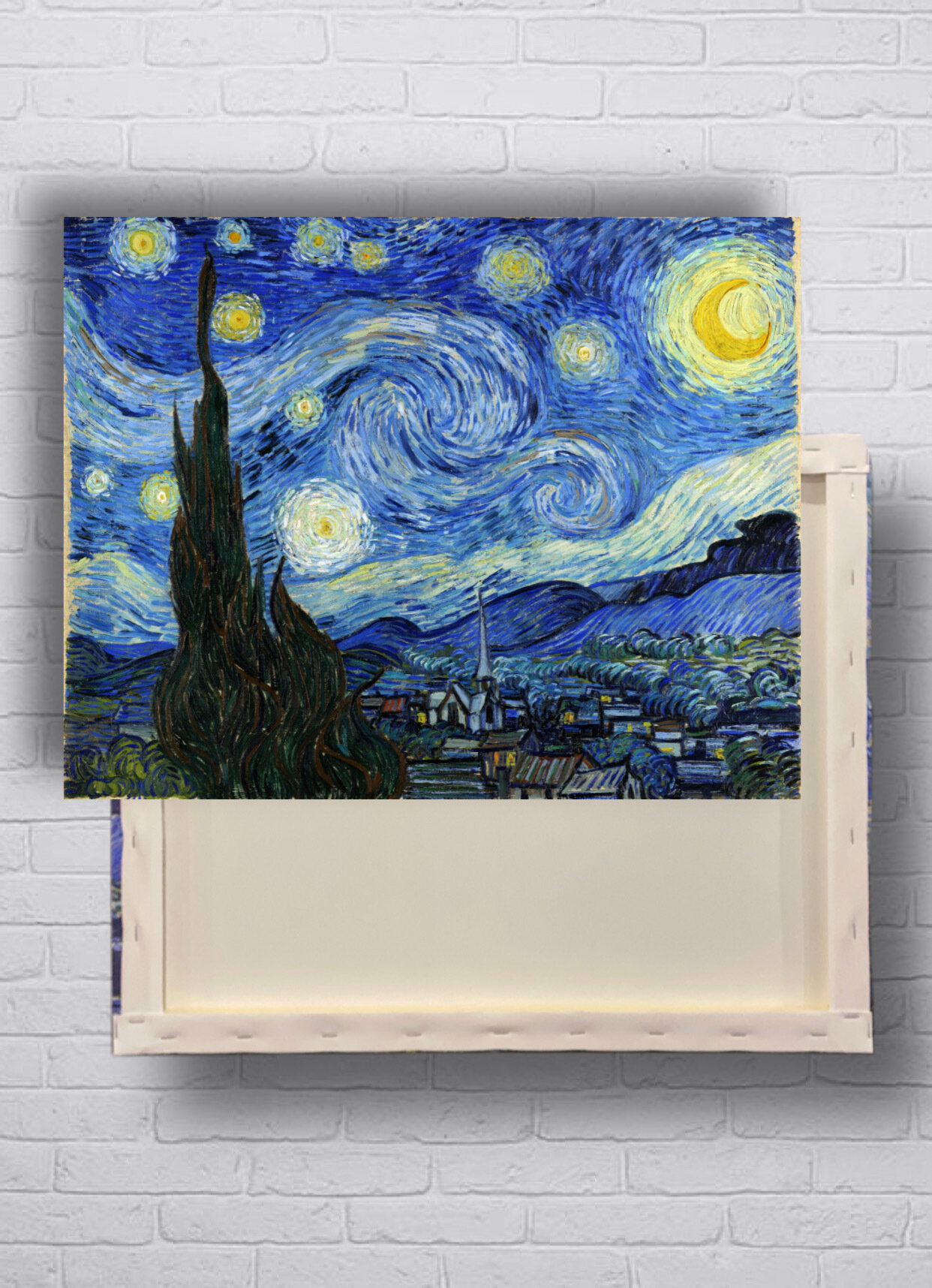Картина репродукция "Звездная ночь", Винсент Ван Гог (холст, подрамник, 50х60 см)