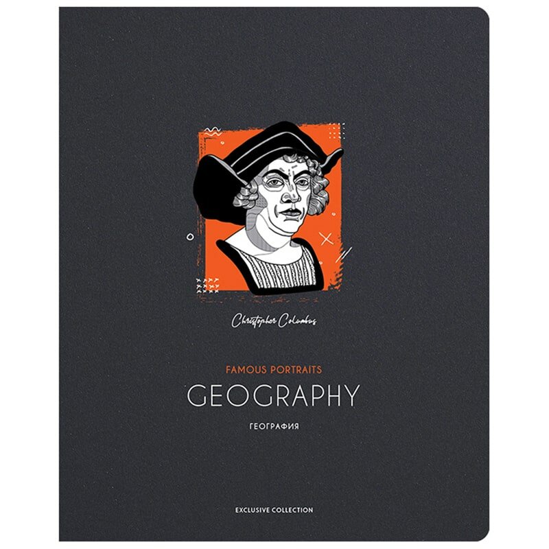 Тетрадь предметная 48л. Greenwich Line "Famous portraits" - География, дизайнерский картон, выборочный УФ-лак 310002