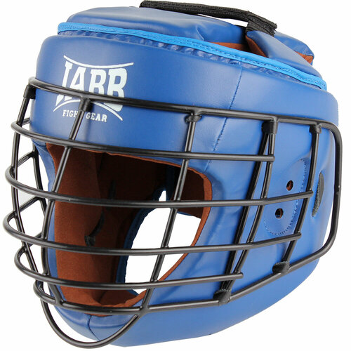 фото Шлем для рукопашного боя с защитной маской .(иск. кожа) jabb je-6012, синий, размер m