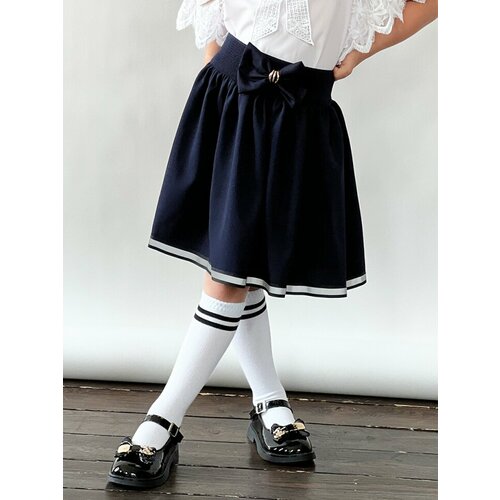 фото Школьная юбка бушон, миди, размер 134-140, синий