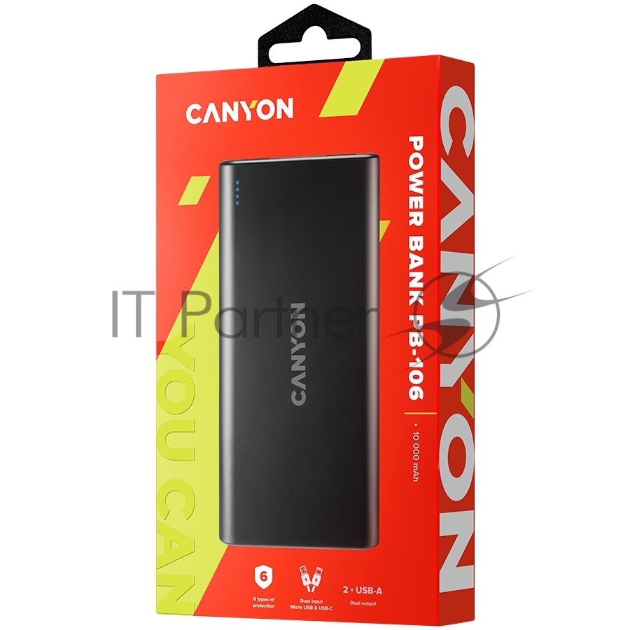 Аккумулятор Canyon CNE-CPB1006W, Li-Pol, 10000 мАч (белая) - фото №16