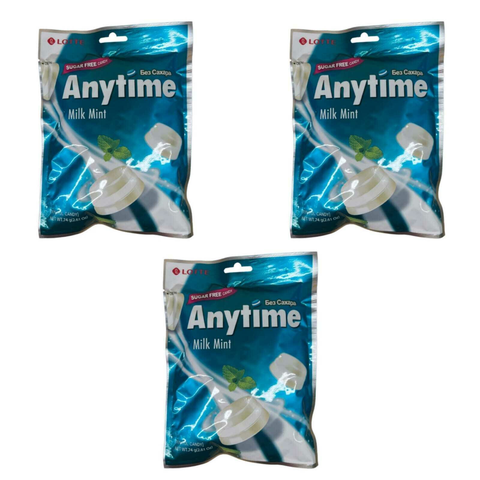 Леденцы Lotte Anytime Milk Mint без сахара 74 г, 3 шт