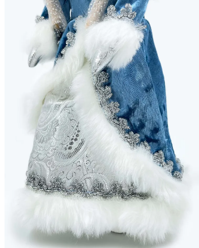 Новогодняя фигурка Снегурочка в синей шубе, высота 45 см