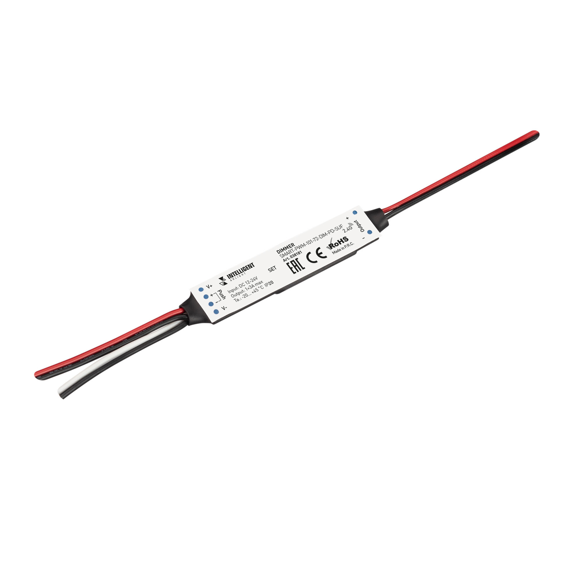 INTELLIGENT ARLIGHT Диммер SMART-PWM-101-72-DIM-PD-SUF (12-24V, 1x3A, SS, 2.4G) (IARL, Пластик) Артикул 038181