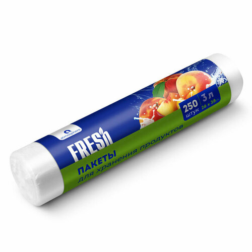 Пакеты для продуктов fresh 3л 26х38см 8мКм 250шт 896₽