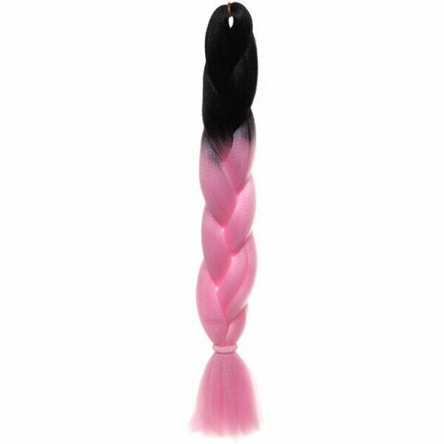 Цветная коса канекалон «Необыкновенная» 100г, 55 см, чёрный/розовый
