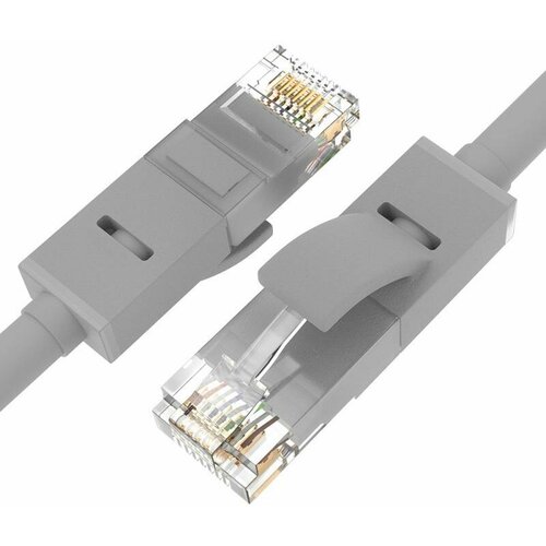 Патч-корд прямой 1.5m UTP кат.5e, серый, черные коннекторы, 24 AWG, литой, ethernet high speed 1 Гбит/с, RJ45, T568B