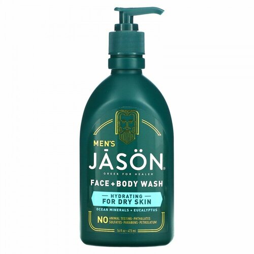 Jason Natural, Men' s, Face + Body Wash, Ocean Minerals + Eucalyptus, 16 fl oz (473 ml)