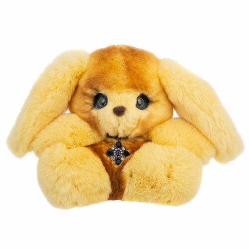 Мягкая игрушка зайчик с длинными ушами Боня желто- коричневый из меха кролика