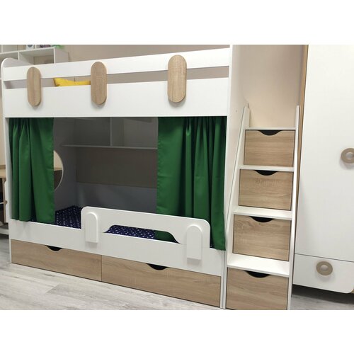 Кровать 2-х ярусная Фортуна (корпус белый+дуб сонома) правая/левая 180*80