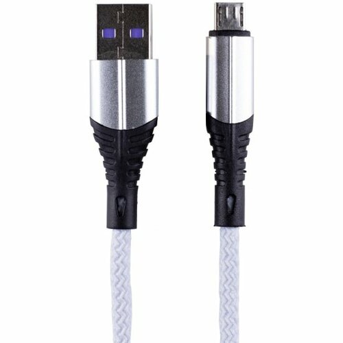 Кабель Zibelino USB-A - microUSB 21 А 2 м нейлоновый белый 525₽