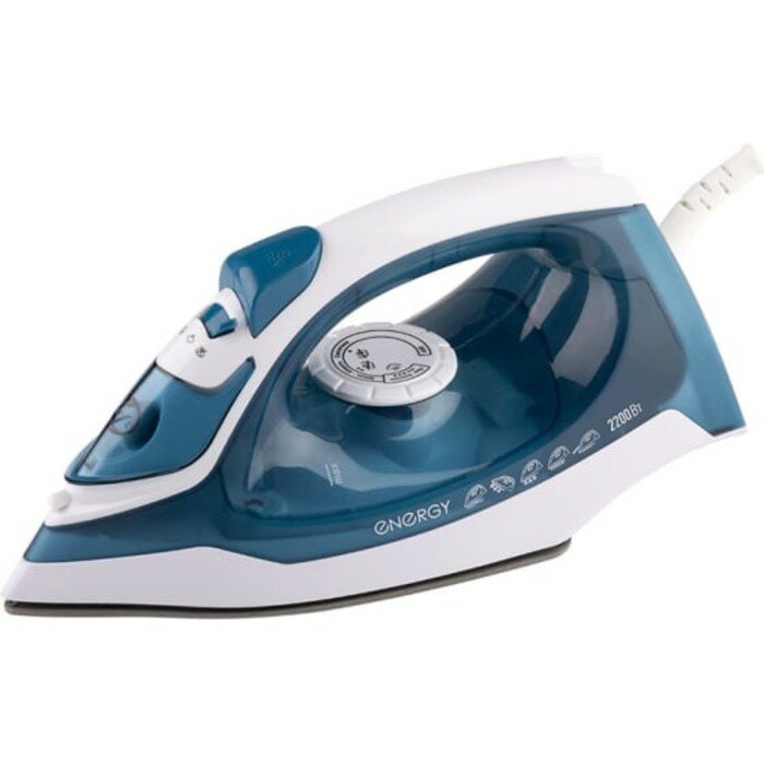 фото Energy Утюг Energy EN-352, 2200 Вт, керамическая подошва, 200 мл, бело-голубой