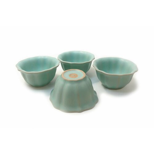 Набор керамических пиал бирюзового цвета для чайных церемоний, пиалы для чая керамические