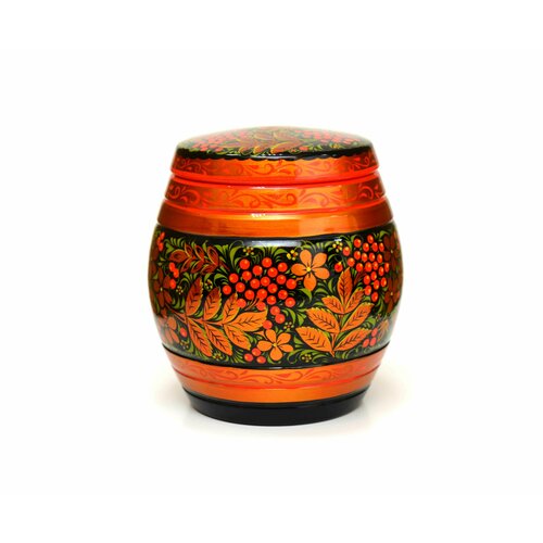 Бочонок деревянный большой хохлома Рябина H18 D17 3100₽