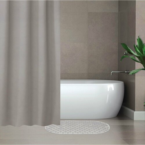 Набор для ванной «Селест»: штора 180×180 см, ковёр 38×69 см, цвет серебристый