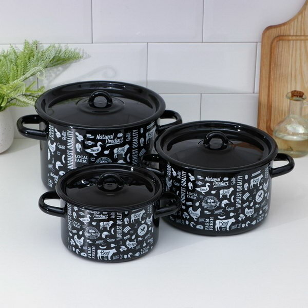 фото Набор кастрюль "Ферма", 3 предмета: 1.5 л, 2.9 л, 4.5 л