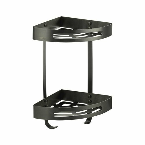 TITAN - Полочка 22 см двойная угловая овальная , литая , графит , из нержавеющей стали марки SUS 304