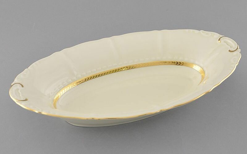 Хлебница 33,5 см. Соната "Золотой кант", слоновая кость