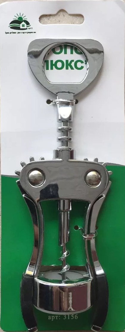 Штопор МХТ люкс механический рычажный, нержавеющая сталь с хромированным покрытием, 19х6.5х4см / открывашка для бутылок