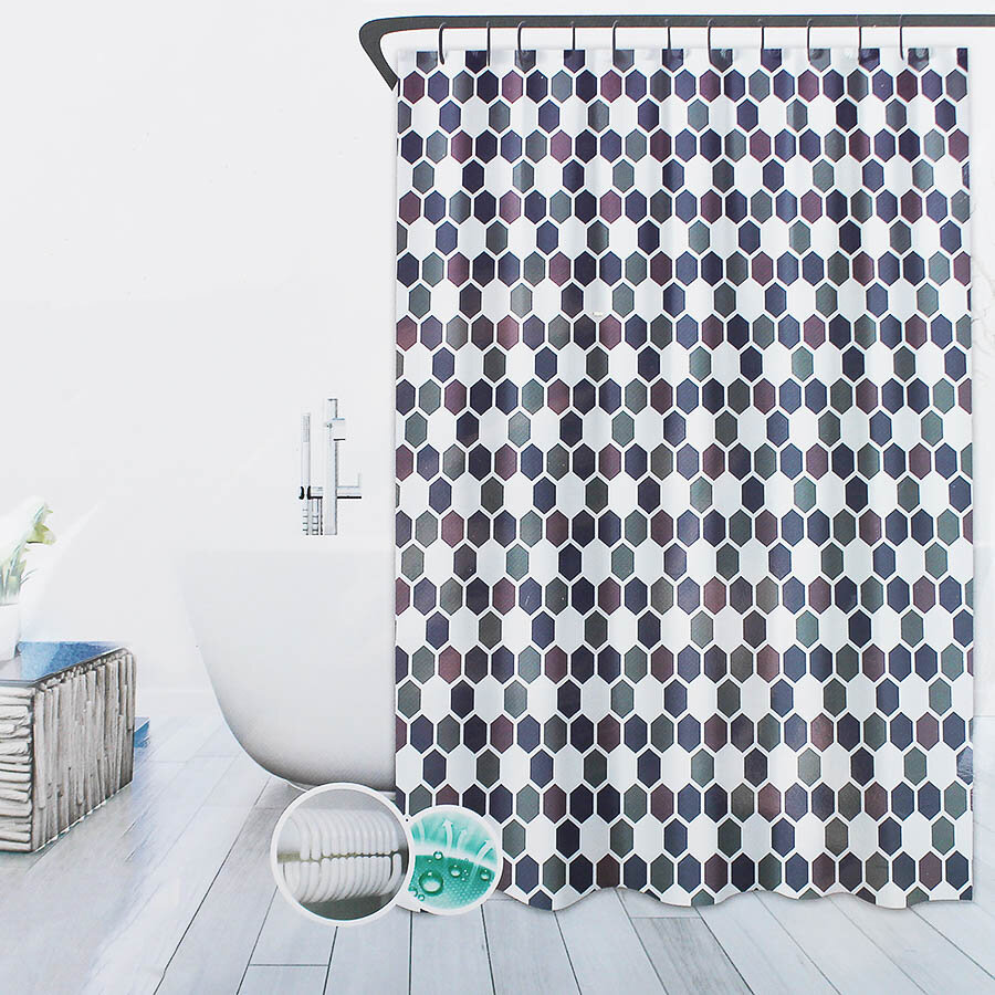 фото Занавес для ванной Cortina Мозаика цветная, 180х180см