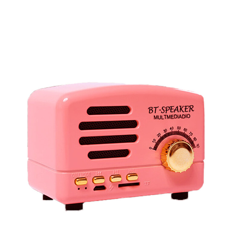 Колонка в ретро стиле MyPads A226173 с громким звуком Bluetooth в подарок розовый