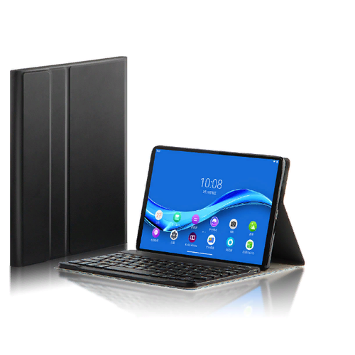 Клавиатура с чехлом MyPads Tasti Keyboard для Lenovo Tab M10 TB-X605F/M съёмная беспроводная Bluetooth-клавиатура черная кожаная + русские буквы