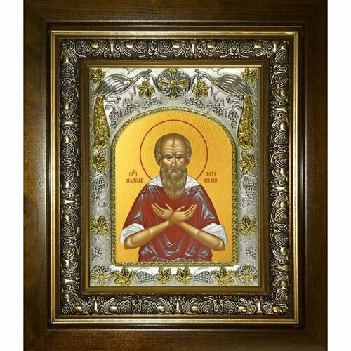 Икона Максим Тотемский, Христа ради юродивый, 14x18 см, в деревянном киоте 20х24 см, арт вк-4100